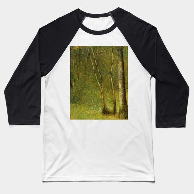 The Forest at Pontaubert by Georges-Pierre Seurat Baseball T-Shirt by Classic Art Stall